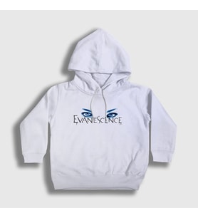 Presmono Unisex Çocuk Beyaz Eyes Logo Evanescence Kapüşonlu Sweatshirt 146110tt