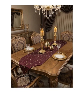 Finezza Nakışlı Runner Bordo Vişne Rengi  40x140 Cm 760
