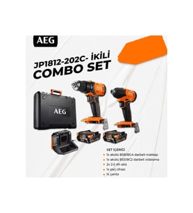Aeg Jp1812-202C Combo Set (Bsb18g4 Darbelı Matkap + Bss18c2 Darbelı Vıdalama + 2Ah Aku + Sarj Cıhaz)