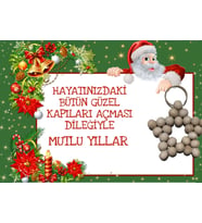 25 Adet Naturel Yıldız Anahtarlık - Ahşap Yıldız - Noel Baba Kartlı - Yılbaşı 