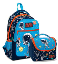 Coral High İlkokul Okul Sırt ve Beslenme Çantası Seti - Erkek Çocuk Lacivert Mavi Astronot