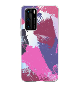 Huawei P40 Uyumlu Kapak Brush Stroke Tasarımlı Şeffaf Silikon Kılıf