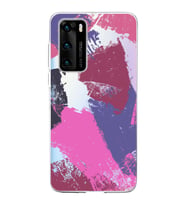 Huawei P40 Uyumlu Kapak Brush Stroke Tasarımlı Şeffaf Silikon Kılıf