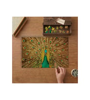 Sarı Kanatlı Tavus Kuşu Tasarımı 240 parça Ahşap Puzzle Ahşap Kutuda MP06165