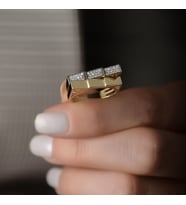 14k Altın Taşlı Geometrik Yüzük