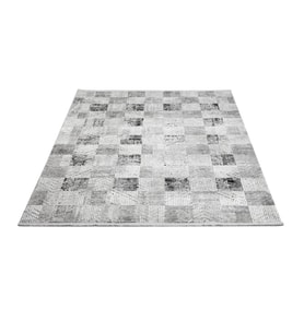 Makine Kaymaz Yıkanabilir Antrasit Geometrik Viskon Salon Halısı Mutfak Halısı Koridor Halısı Yolluk gri