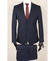 Jan Carlucci Slim Fit Mono Yaka-Çift Yırtmaç Lacivert  Kareli Yelekli Drop 6  Takım Elbise
