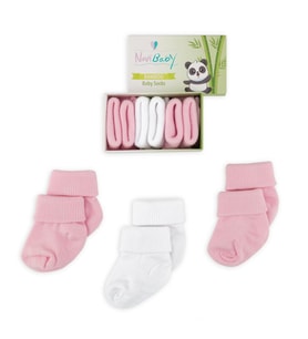 Novibaby 3'lü Bambu Yenidoğan Bebek Çorap I Pinky I 0-6 ay (Karışık)