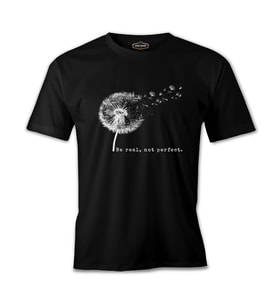 Be Real Not Perfect Dandellion Siyah Erkek Tshirt