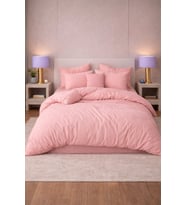 More Home  Çift Kişilik Nevresim Takımı  Lastikli Çarşaf  Pembe