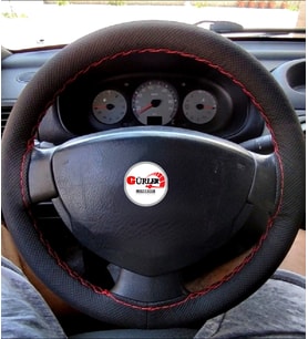 Renault Clio 2 Uyumlu Dikmeli Direksiyon Kılıfı Noktalı Kırmızı İpli (38CM×10.5CM)