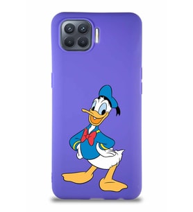 Oppo Reno 4 Lite Soft Premier Kapak Donald Duck-C Tasarımlı Silikon Kılıf - Mor (Şeffaf)