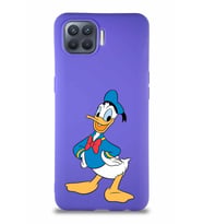 Oppo Reno 4 Lite Soft Premier Kapak Donald Duck-C Tasarımlı Silikon Kılıf - Mor (Şeffaf)