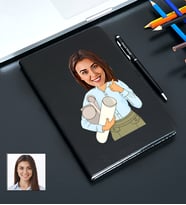 Kişiye Özel Mimar Tasarımlı Karikatürlü Siyah Defter Kalem Seti 103