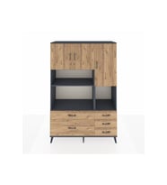 Hyperion Gardrop 8 Raflı 5 Çekmeceli 3 Kapaklı 132x44x195 Antrasit-Çam