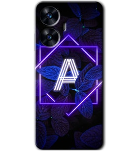 Realme C55 Kılıf HD Desen Baskılı Kılıf - Dark Neon Yaprak A Harfi