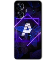 Realme C55 Kılıf HD Desen Baskılı Kılıf - Dark Neon Yaprak A Harfi