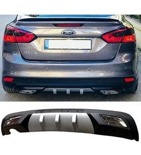 Ford Focus 3 Difüzör Difizör Gri + Kare Egzoz Görünüm C Tip 2012 - 2017