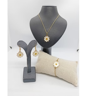 Papatya Modeli ile Tasarlanmış  Kolye/Küpe/Bileklik Set1029