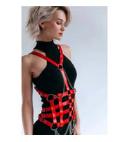 Elbise Üzeri Deri Kemer, Deri Elbise Kemeri, Deri Korse Harness (Siyah)
