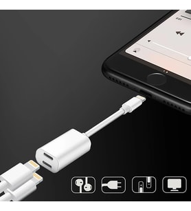 Y Cable İPhone 14-13-12 11 Lightning Kulaklık +şarj Usb Adaptörü-(5775) - HUOBPS2376-3119