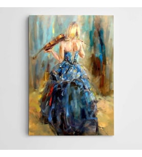 Kadın ve Keman Modern Sanat Kanvas Tablo