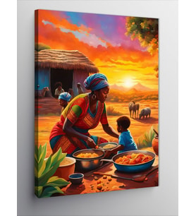 Kanvas Tablo Afrika'Da Akşam Yemeği