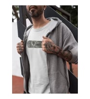 Unisex Bisiklet Yaka Baskılı Oversize T-Shirt - Beyaz