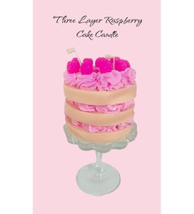 Three Layer Raspberry Cake Candle/ Üçkatlı Ahududulu Pasta Mum