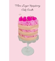 Three Layer Raspberry Cake Candle/ Üçkatlı Ahududulu Pasta Mum