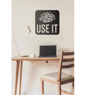 Use It Duvar Tablosu Ahşap Duvar Yazısı Lazer Duvar Süsü (Siyah - Beyaz)
