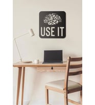 Use It Duvar Tablosu Ahşap Duvar Yazısı Lazer Duvar Süsü (Siyah - Beyaz)
