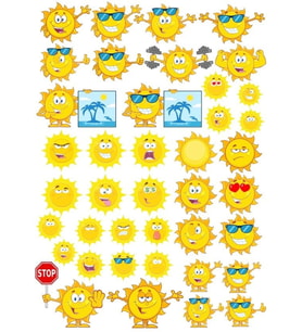 Güneş Sticker Set 24 Parça Telefon, Tablet, Defter, Laptop Sticker