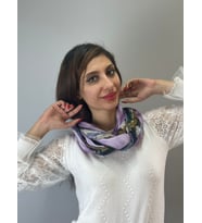 ETNİK DESENLİ DOLAMA KADIN FULAR ŞAL 70X60 CM (Lila)