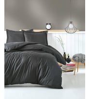Cotton Box Çift Kişilik Saten Nevresim Takımı Elegante Stripe Antrasit