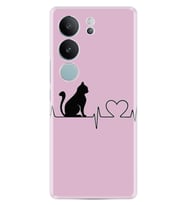 Vivo V29 Kılıf Desenli Silikon Pink Cat Heart 1303
