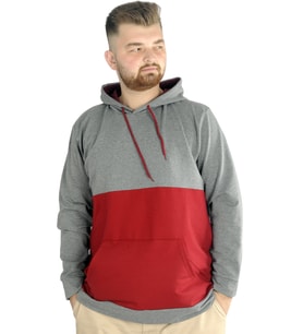 Mode XL Erkek Sweat Kapşon Parçalı Kanguru Cep 22527 Antramelanj