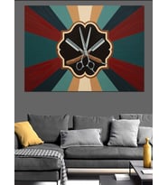 Retro Berber Dükkanı Makas Logosu Dekoratif Kanvas - Mdf Ahşap Tablo