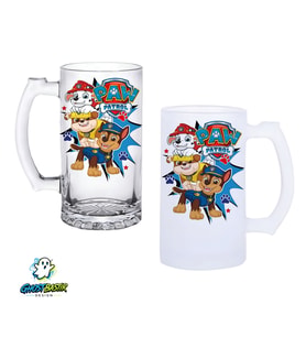 Paw Patrol Kulplu Bira Bardağı Buzlu veya Şeffaf Seçenekli 0334