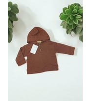 Erkek Bebek Yan Cep Detaylı Kapüşonlu Sweatshirt (Kahverengi)