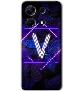 İnfinix Note 30 Pro Kılıf HD Desen Baskılı Kılıf - Dark Neon Yaprak V Harfi