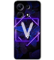İnfinix Note 30 Pro Kılıf HD Desen Baskılı Kılıf - Dark Neon Yaprak V Harfi