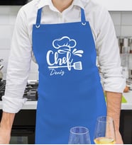 BK Gift Kişiye Özel İsimli Chef Tasarımlı Profesyonel Saks Mavi Mutfak Önlüğü, Aşçı Önlüğü, Şef Önlüğü, Arkadaşa Hediye-5
