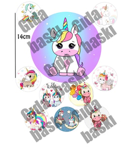Yenilebilir Şeker Kağıt Tek Boynuzlu At Unicorn Temalı Pasta Süsleme