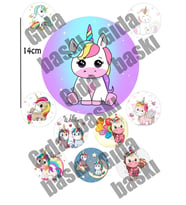 Yenilebilir Şeker Kağıt Tek Boynuzlu At Unicorn Temalı Pasta Süsleme