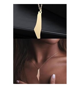 Gökdeniz 925 Filistin Haritası Gold Detay 925 Ayar Gümüş Unisex Kolye