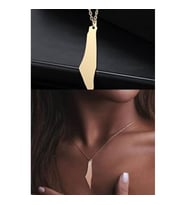 Gökdeniz 925 Filistin Haritası Gold Detay 925 Ayar Gümüş Unisex Kolye