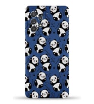 Samsung Galaxy A73 Uyumlu Lansman Kılıf Panda Tasarımlı İçi Kadife Kapak-Lacivert (Şeffaf)