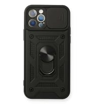 iPhone 12 Pro Kılıf Pars Lens Yüzüklü Silikon - Siyah