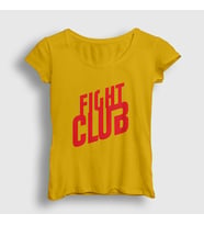 Presmono Kadın Sarı Logo Film Dövüş Kulübü Fight Club T-Shirt 244311tt (Sarı)